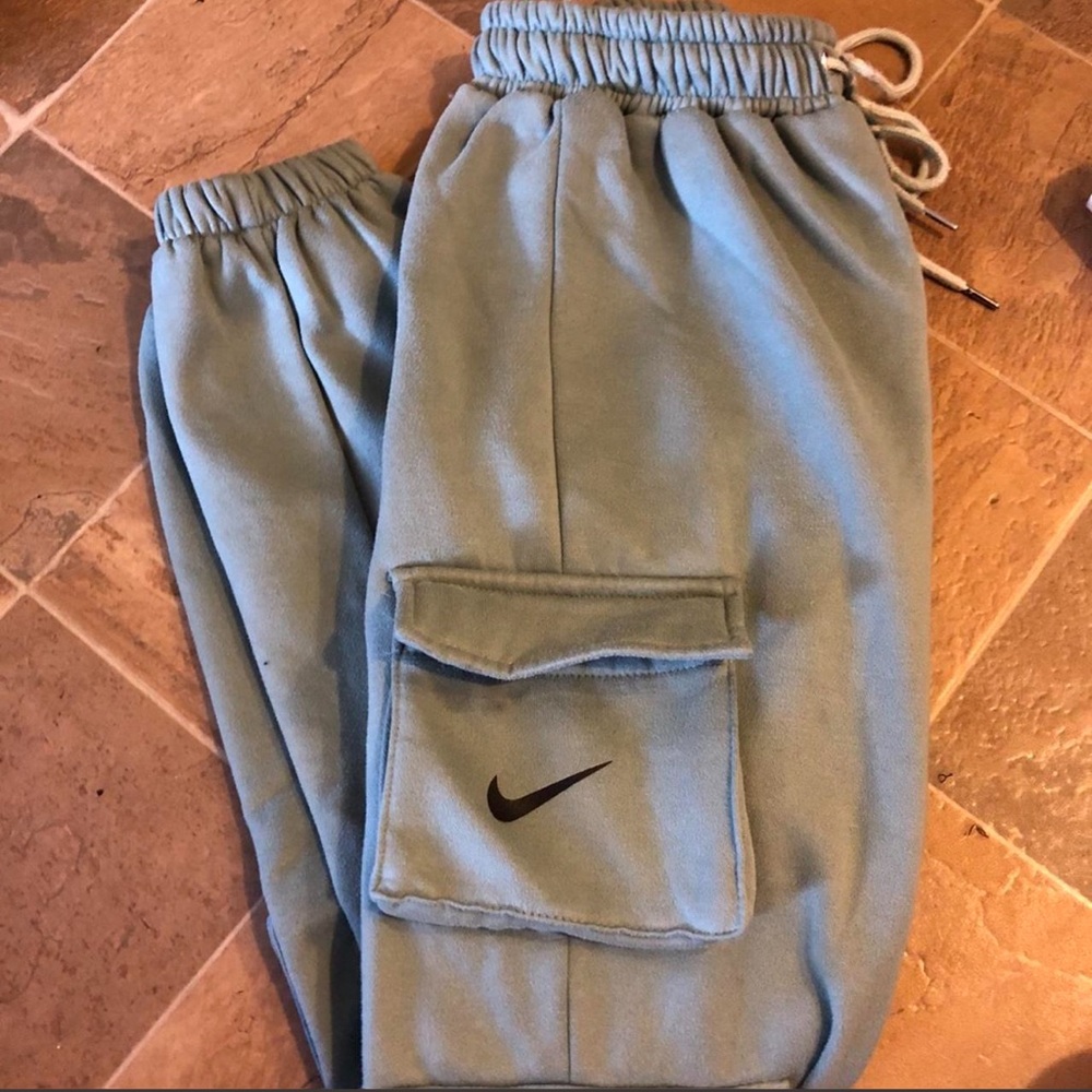 Nike Sage Green Cargo Joggers with Swoosh